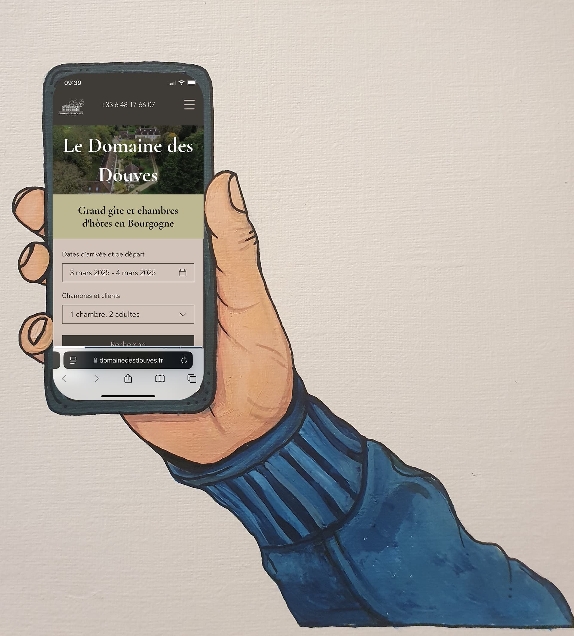 Domaine des Douves kodulehe eelvaade mobiilil