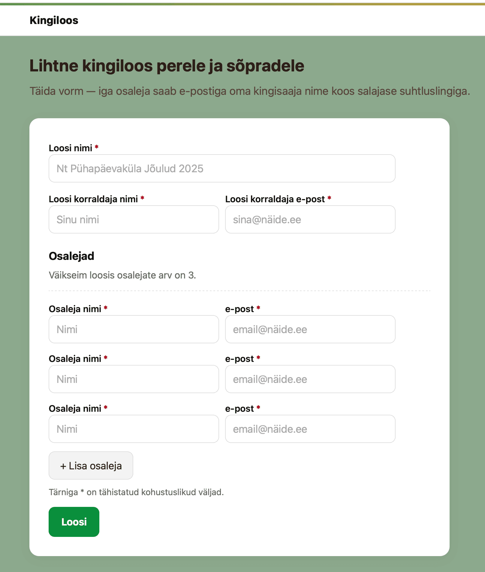 Eestikeelse Kingiloosi ekraanitõmmis