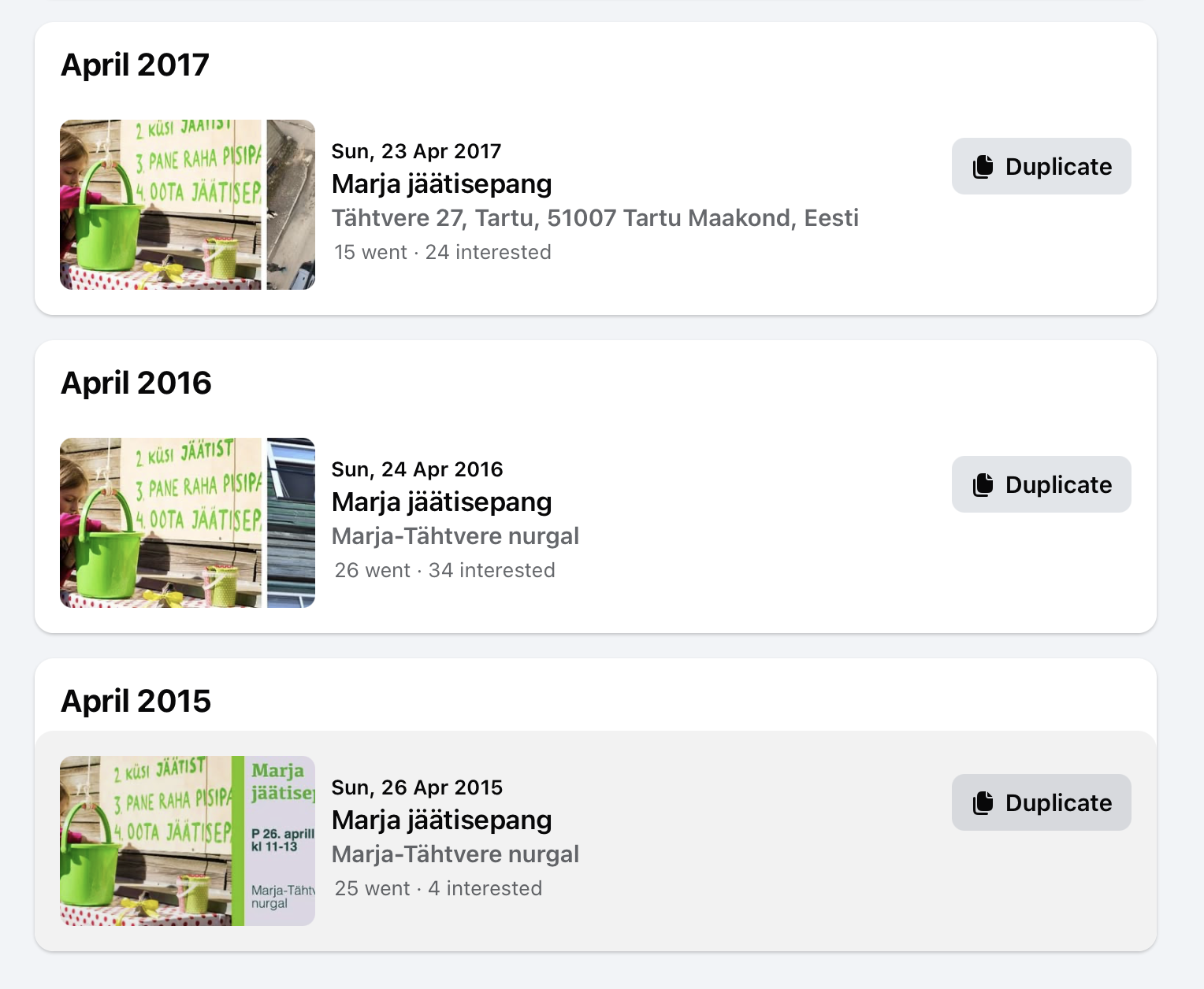 Facebook events for Marja Jäätisepang