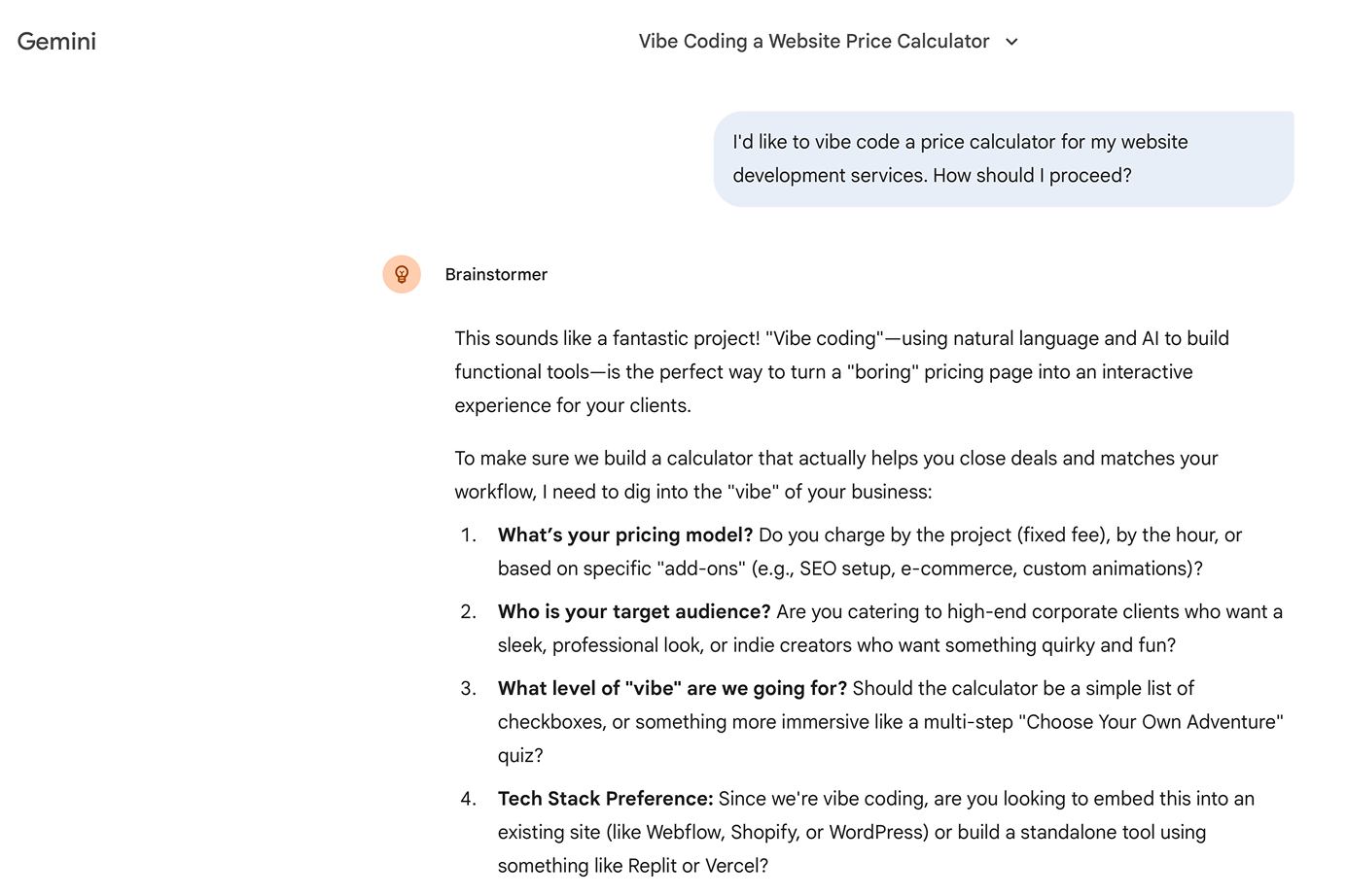 Hinnakalkulaatori planeerimine Geminiga